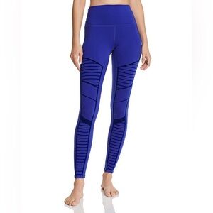 ALO Yoga high waisted flocked moto leggings in blue Size S